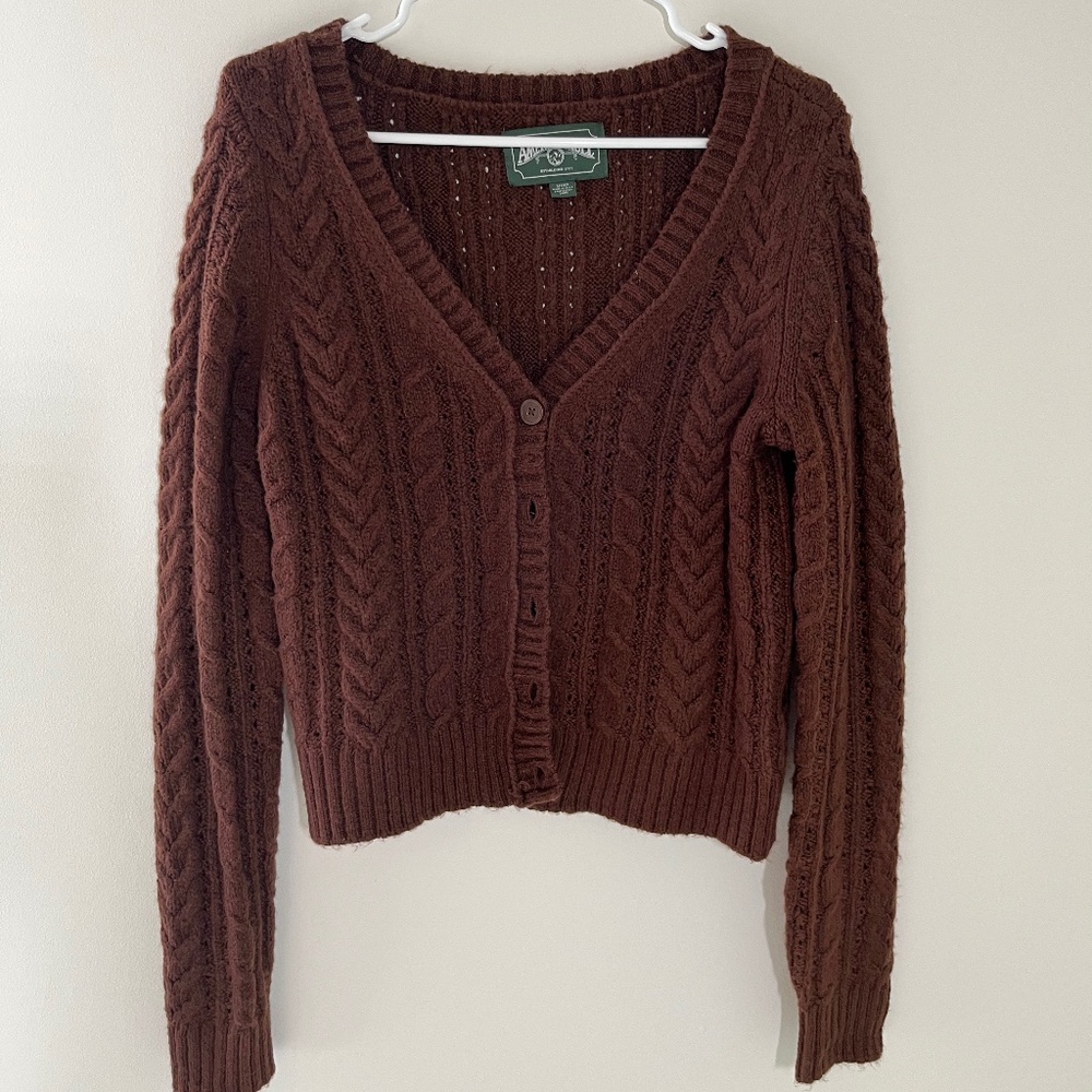 American Eagle Brown Button-up Cardigan Size S